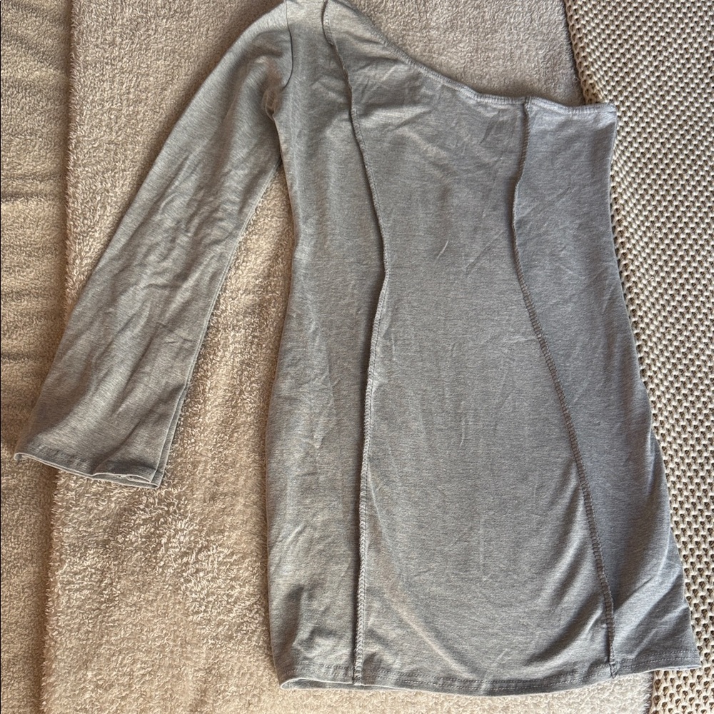 PrettyLittleThing Light Gray one sleeve body on dress